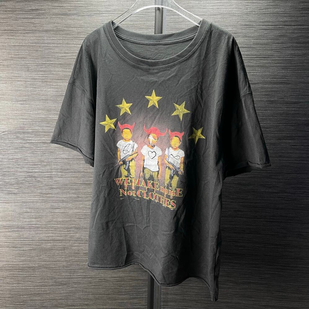 Y2k Streetwear Star Graphic Print T-Shirt Black Yellow Red Tee size M